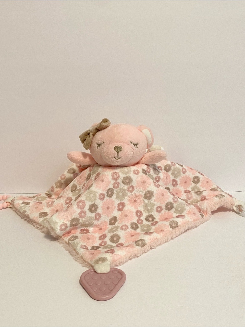 Dream Gro Baby Pink Teddy Bear Lovey Sensory Girl Security Blanket Grow Toy